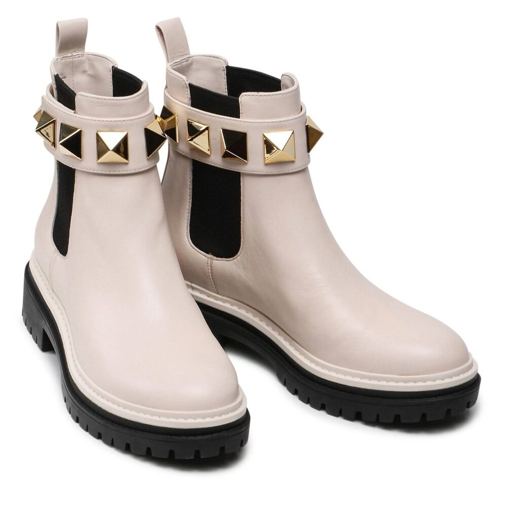 MICHAEL Michael Kors Stark Women's Leather Chelsea Ankle Boots In White